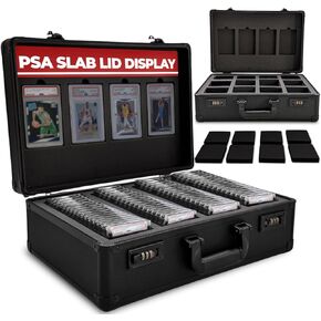 Graded Card Case - Durable PSA Slab Case with Combination Lock - 4 Row Graded Card Storage Box with 8 Foam Inserts - Also Compatible with PSA, GMA, HGA, NGS, SGC, CSG - Holds up to 640 Top Loaders