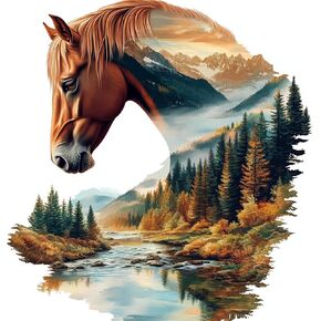 Keyifa Horse Diamond Art Kits ، 5D DIY Diamond Painting for البالغين ، تدريبات مستديرة كاملة ، مناظر طبيعية مجردة Diamonds Dots Mosaic Painting ، Crystal Gem Arts Craft for Home Wall Decor 12x12 in