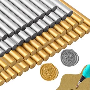50 PCS ختم شمع العصي لدعم الغراء ، عصي الختم الشمع لختم الختم ، وعصي الغراء بالذهب والقطع للرسالة ، ودعوات الزفاف ، وأظرف البطاقات ، ولف الهدايا ، وحرفة