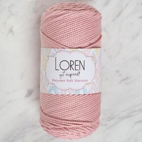 Loren Polyester Soft Macrame الحبل ، 1 skein ، 100 ٪ بوليستر ، 250 غرام (8.8 أوقية) ، 160 متر (174 ياردة) ، Pink LM042