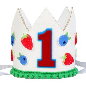 1st Strawberry Blueberry Birthday Hat لنساءها ، التوت الحلو قبعة عيد ميلاد للفواك