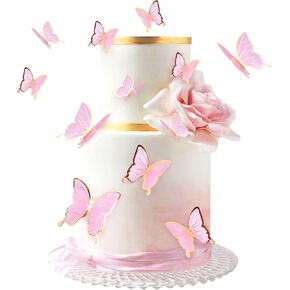 30pcs Purple Gold Edge size size 3d 3d brackprack butterfly cupcake topper for girls women's happy birthday party party cake cake party party food decorations