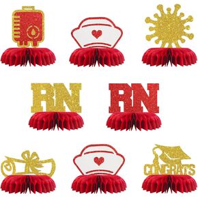 تهانينا RN Table Desherncomb Centerposes Decorations - Glitter 8 PCS School School Graduation Party Table Toppers Decor