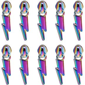 Gorgecraft 1 Box 14PCS Lightning Rainbow Szipper Pulls #5 alloy zipper slider coloful zipper replace leghed slider slider tab for purs