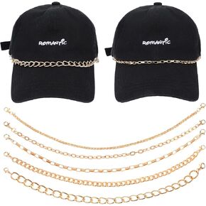 Dimeho 5 Pcs Trucket Hat Chains Bill Decoration, Trucker Hat Charms DIY Metal Chains for Women Man Metal Detachable Chains Baseball Cap Accessories