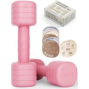 Adjustable Dumbbell Set｜2LB 3LB 4LB 5LB Light Hand Weights for Women｜One-Twist Weight Adjustment｜Non-Slip Curved Grip Handle｜Free Weights for Home Gym, Rehab, Pilates, Yoga, Strength Training