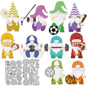 GLOBLELAND Sport Gnome Cutting Dies Metal Ball Games Die Cuts Weightlifting Cutting Embossing Templates for Scrapbooking Crafts Paper Cards Making