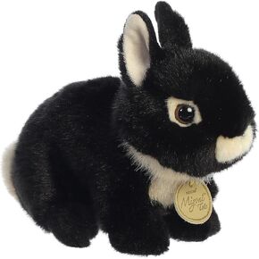 Aurora® رائعتين Miyoni® Tots هولندا Dwarf Bunny محشو الحيوانات - التفاصيل النابضة بالحياة - الرفقة العزيزة - الأسود 7.5 بوصة