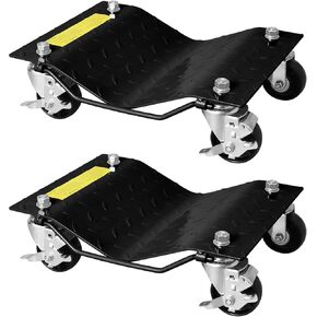Black Car Dolly Set of 4,Car Dollies Set Heavy Duty,Car Dolly Easy Roller Wheels for Garage,6000 Lb Car Wheel Dollies with Brake