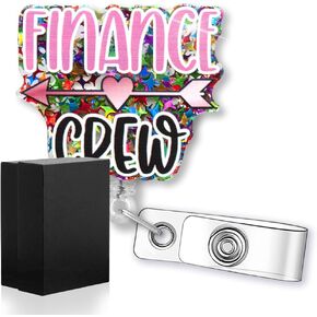 Finance Crew Funny Glitter Badge Cenly ، حامل شارة قابل للسحب لـ CPA CFO NA Analysts Analysts Financists Favor