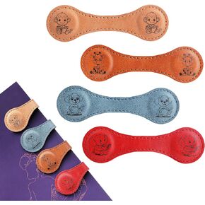 4PCS Magnetic Bookmarks, Personalized Leather Bookmark for Women and Men Book Lovers