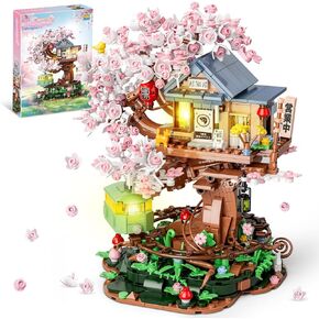 مبنى Cherry Blossom Treehouse مجموعة للفتيات 8-12 ، متوافق مع أصدقاء Lego ، Flowers House يابانية Izakaya Shop Building Builds مع الضوء للبالغين ، هدية للأطفال (1098 أجهزة كمبيوتر)