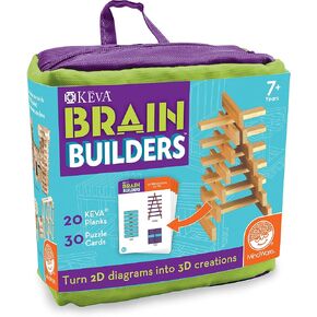 MindWare KEVA Brainbuilders - 3D brain building STEM challenges for boys & girls - Try to build the image - Practice spatial thinking - 20 planks & 30 puzzles