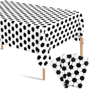 3 PCS Soccer Party TableCloth ، 54 × 108 بوصات كرة قدم كرة قدم بلاستيكية أبيض لكرة القدم لكرة القدم