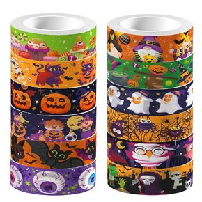 12 Rolls Halloween Washi Tape ، 16.4ft Pumpkin Ghost Bat Pattern Tapeking for theme scrapbook Journal Diy Disporative Gaild Grapp - 12 Style
