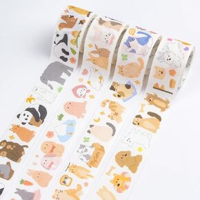 شريط Washi لطيف الحيوانات ، 4pcs الكلاب القطط الأرانب pandas نمط الأشرطة الزخرفية الأشرطة اللاصقة لبطاقة سجل القصاصات صنع إطار الصورة