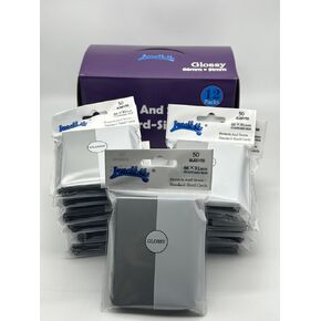 1 Box of 600 Counts -12packs Grey Color Front Glossy Standard Card Sleeves Toploaders for Trading Cards, Collectable Gaming Cards, MTG Cards, L5R, TCG, Baseball, Rugby, Football Card