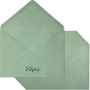 50 PCS Sage Green A7 Envelopes Greeting Card Envelopes Self Seal Blank Envelopes 5.24 x 7.24 Inches for Gift Card Envelopes, Wedding Invitation Cards, Birthday Baby Shower Invitations