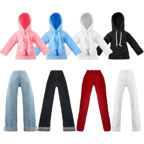 Bencailor 8 Pieces Doll Clothes 11.5 Inch Doll Accessories Cotton Sweaters Denim Pant Regular Outfit Doll Clothing (Classic Hoodie)