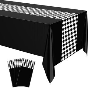 Buryeah Wonderland Tablecloth Wonderland Party Decorations Checkered Table Table Cover Cartoon Cartoon Tea Party Formloth لإمدادات أعياد الميلاد ، 54 × 108 (Pink Blue Checkered ، 6 PCS