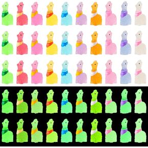 50pcs التماثيل المصغرة راتنجات الألبكة ، 1.46 × 0.83 × 0.59 بوصة توهج في تمثال الألبكة الداكنة تمثال حيوان صغير مضيئة الشكل للحيوانات الصغيرة للمنظر الطبيعي للمناظر الطبيعية المائية (10 ألوان)