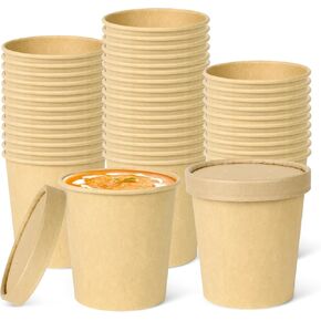 greensight 42oz Disposable Soup bowls, 50 Pack Paper Bowls With Lids, Large Salads Bowls, Heavy Duty Serving Bowls For Hot/Cold Food