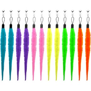 12 PCS Cat Worm Toy, Interactive Cat Wand Replacement Feather Worm Teaser Refills Attachment for Indoor and Ourdoor