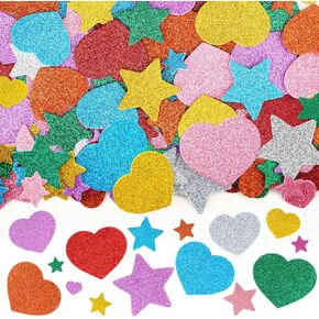 Anwyll 360Pcs Star Stickers - 4th of July Stickers Glitter Foam Stars Sticker Self-Adhesive Red Blue Silver USA Patriotic Star Shaped Sticker for Kids Reward Art Craft Memorial Independence Day Decor
