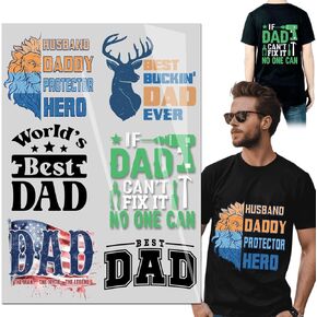 6pcs عيد الأب الحديد على التحويلات نقل الحرارة أفضل حديد أبي على التحويلات لقمصان tirts لملصقات لوسادة الملابس تغطي DIY DTF نقل جاهزة للضغط