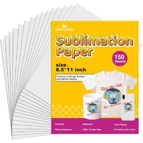 Mecolour Sublimation Paper 100 ورقة ، ورقة نقل حرارة 8.5 "x11" لطابعة الحبر مع حبر التسامي ، 125 GSM تنقل ورقة القمصان ، Tumblers ، أكواب