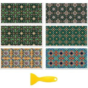 قم بفرك على ملصق صائق النقل لديكور الحرف الأثاث 6 "x12" الزهور الرجعية والملمس ، 6pcs نقل UV DTF للأدراج الزجاجية الزجاجية الخشبية