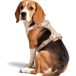 Wisedog Mesh Treasable Dog Harness: لا يوجد تسخير سحب مع 3 أبازيم سريعة الإصدار قابلة للتعديل للمشي والتدريب للكلاب الكبيرة المتوسطة الصغيرة (لون الرمال ، الرقبة = 17 "-22"/الصدر = 15 "-28")