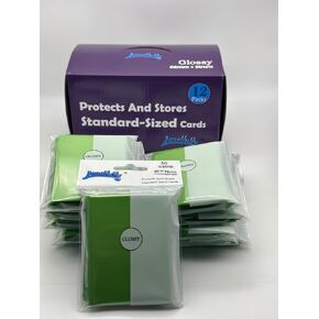 1 Box of 600 Counts -12packs LightGreen Color Front Glossy Standard Card Sleeves Toploaders for Trading Cards, Collectable Gaming Cards, MTG Cards, L5R, TCG, Baseball, Rugby, Football Card