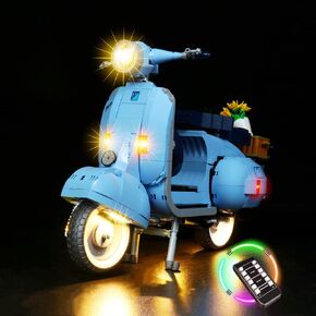 مجموعة ضوء LED Vonado - متوافقة مع Lego Vespa 125 Scooter 10298 - التحكم عن بُعد - الأزرق - النمط الحديث - البلاستيك المطلي بالمسحوق - يعمل بالطاقة - مقابض تركيب - طقم الضوء