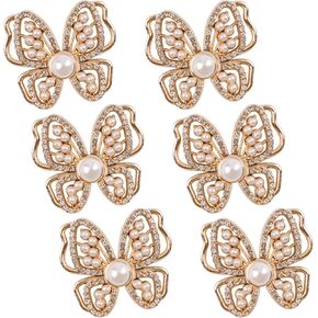 WANDIC Rose Gold Cloak Clasp Fasteners, 6 Pairs Butterfly Fasteners Chinese Knot Frog Buttons Closure Vintage Sewing for Cheongsam Outfit Decoration