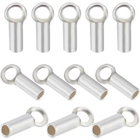 Beebeecraft 20pcs 925 Sterling Silver Crimp Caps Barrel مع حلقة لمدة 1 مم (0.04 بوصة) صنع جوهر خيوط سلك الديكور
