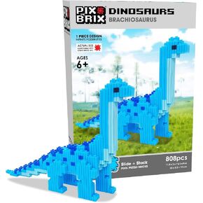 Pix Brix Pixel Art Puzzle Bricks - Dinosaur Series ، Brachiosaurus - Brick Build Brick الحاصل على براءة اختراع لإعادة إنشاء دينو المفضل لديك ، ويشمل 808 قطعة - قم بإنشاء تصميمات ثلاثية الأبعاد بدون الماء أو الحديد أو الغراء