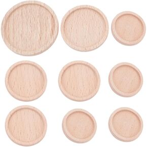 Olycraft 9pcs 4 أحجام مصغرة شاي شاي صينية 1/12 المقياس الجولة المصغرة صينية خشبية صينية مصغرة الحلي المصغرة لوحات مصغرة الخشبية.