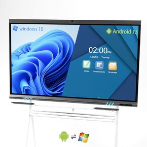Smart Board TIBURN HQ Board 65" Smart Whiteboard with Android 13 and Mini PC Windows 11 Pro, 4K UHD Interactive Display All-in-One Computer for Workspace and Classroom