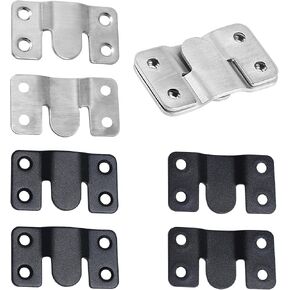 4Pairs Flush Mount Bracket Stainless Steel Heavy Duty Photo Frame Hook, Z Clip Bracket Interlock Hanging Buckle for Hanging Headboards Large Picture Display Wall Mount Hardware(BlackSilver)