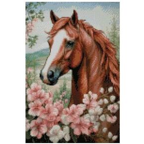 قطن الحصان والزهرة العد العد المتقاطع مع مجموعات غرزة ، 100x150stitch ، 18 × 26 سم ، خيط القطن المصري ، 14 العد العد العاب