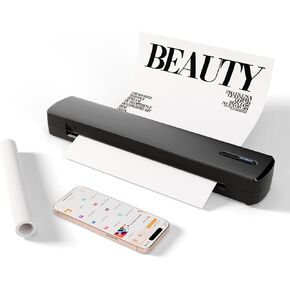 تدعم طابعة Bluetooth Portable Inkless الحرارية اللاسلكية 8.5 'x 11' 'أحجام/أحجام A4/A5 ، متوافقة مع الهاتف الذكي والكمبيوتر الشخصي ، مثالية للمنزل والمكتب