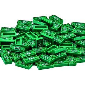 200pcs 100 دولار بيل بنك Cash Minifigure ، إكسسوارات البلاط الخضراء للبناء ، متوافقة مع مبنى Lego Creative (200 جهاز كمبيوتر)