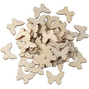 100pcs غير مكتملة قطع الفراشة الخشبية ، وأشكال الفراشة المصغرة ، زخارف قصاصات الخشب الفار