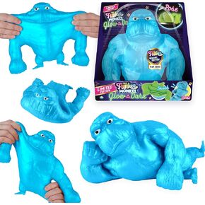 سلسلة محدودة مرقمة (2500 منتج) ORB Glow في Dark Funkee Monkee (Blue) - قرد كبير 4.5 رطل - اسفنجي ، ضغط لتخفيف الإجهاد - طبعة خاصة قابلة للتحصيل للأطفال / البالغين