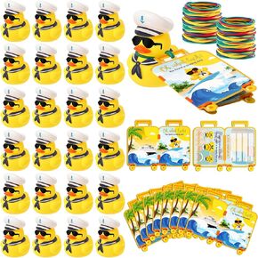 72 PCS TAG CRUISE KIT تشمل 24 جهازًا مينيًا مائيًا من المطاط بطّ 24 ورقة العلامات 24 نطاقات مطاطية مرنة لإخفاء أمتعة الأمتعة كرنفال مكافآت (أصفر)