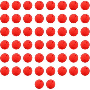 Yansanido 50 PCS 2 بوصة مهرج الرغوة الأحمر أنوف كرة مع حفرة لحفل أزياء عيد الميلاد في عيد الميلاد (50 ٪)