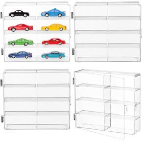 1/64 حالة عرض سيارة Matchbox Scale ، 32 منظمًا لتخزين سيارات الألعاب ، حالة عرض واضح لسيارات Matchbox لسيارات الألعاب ، 6.5 × 7.5 × 1.6 بوصة ، 4pack