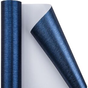Flyhill Mini Wrapping Paper Roll-17inch X 198inch（23.4sqft -Solid Color with Navy Blue Metallic Shine for fathers day,Birthday,Wedding,Baby Shower