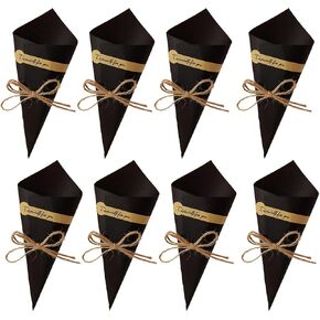 50pcs kraft paper cones bouquet paper paper cones wedder coverny candy gift plape paper inters with hemp albes for diy wedding table decor